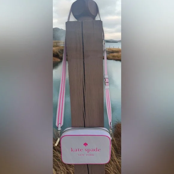 Kate Spade NEW Pink Crossbody Mini Camera Bag with Guitar Strap - Picture 3 of 16